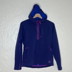 REI Women's Purple Waterproof Hooded Rain Jacket XS Zip-Up Outdoor Coat